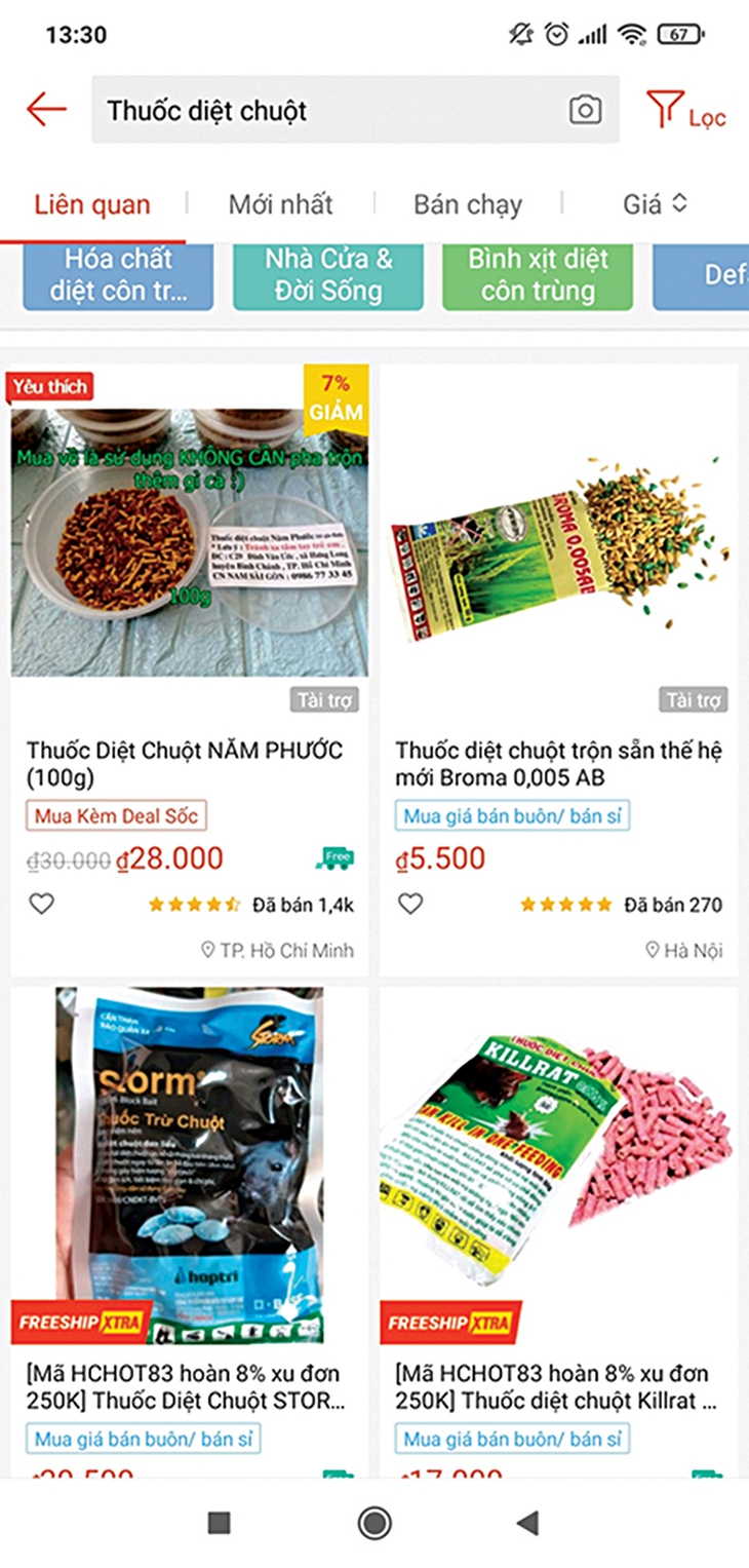 Thuốc diệt chuột nhiều màu sắc